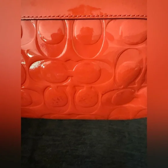 Coach authentic Papaya Orange Embossed Patent leather with hang tag - Picture 3 of 8